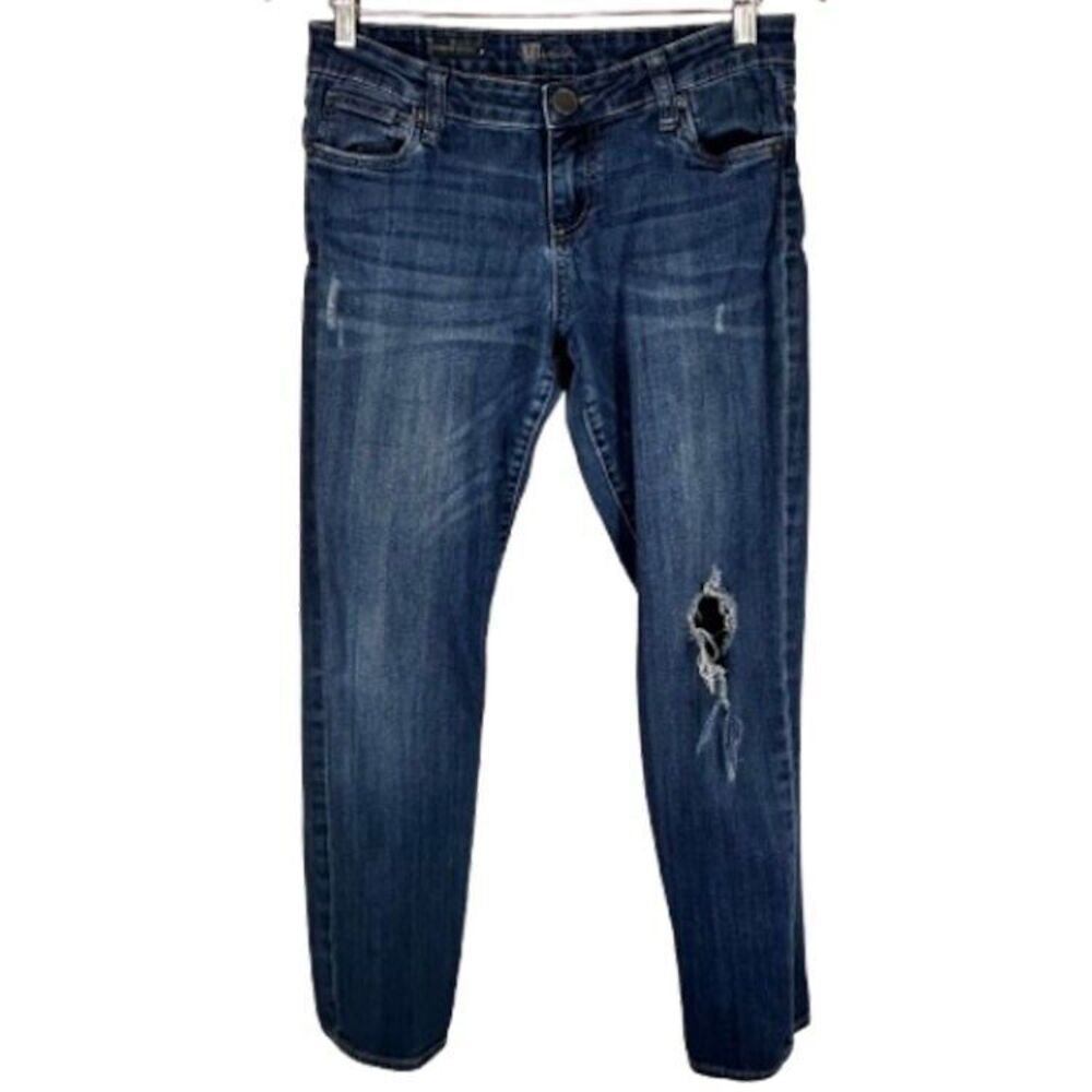 Kut From the Kloth Blue Jeans 6 Catherine Boyfriend Distressed Holes